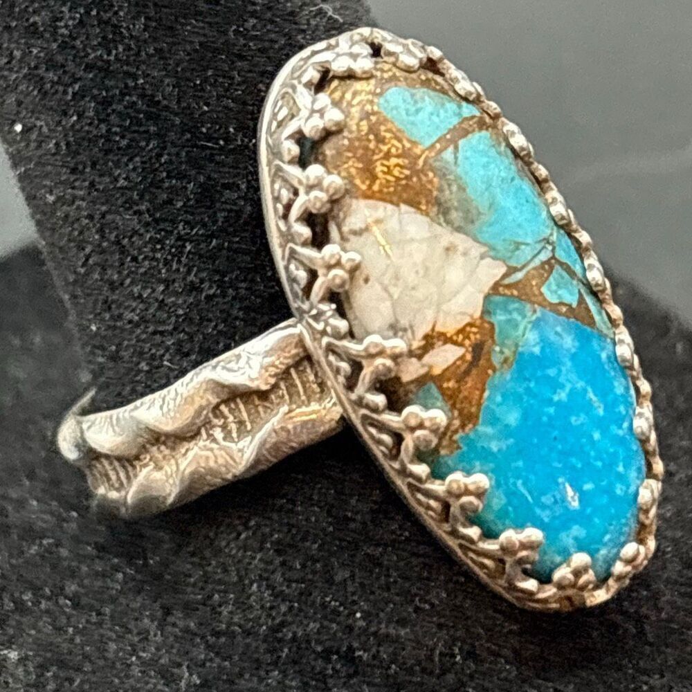 Turquoise and Silver Ring, size 9, NEW, Handmade - Picture 3 of 12